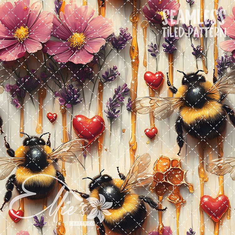 Bee Love Bundle 2 - 30 Tiled Pattern Digital Images (Seamless)