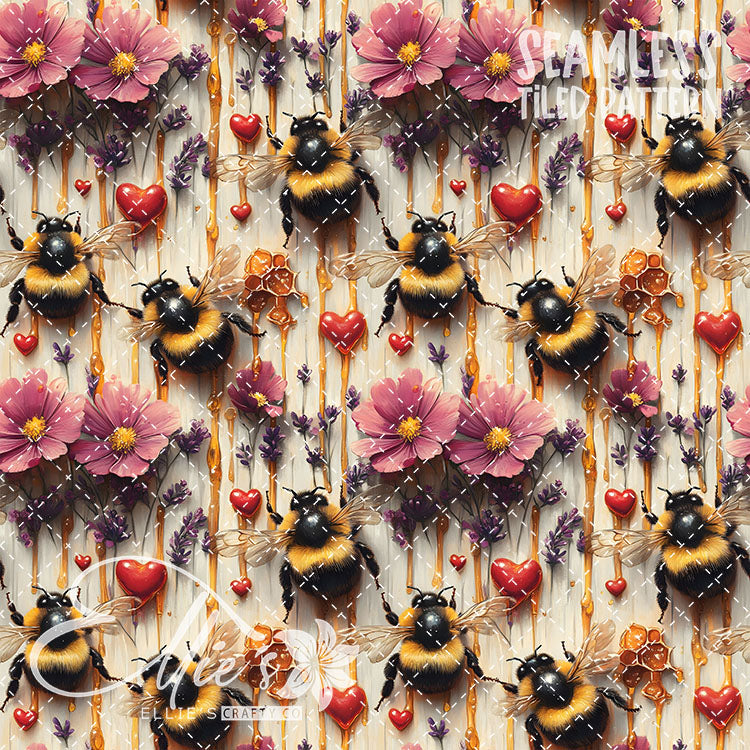 Bee Love Bundle 2 - 30 Tiled Pattern Digital Images (Seamless)