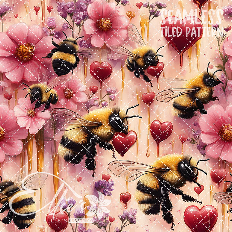 Bee Love Bundle 2 - 30 Tiled Pattern Digital Images (Seamless)