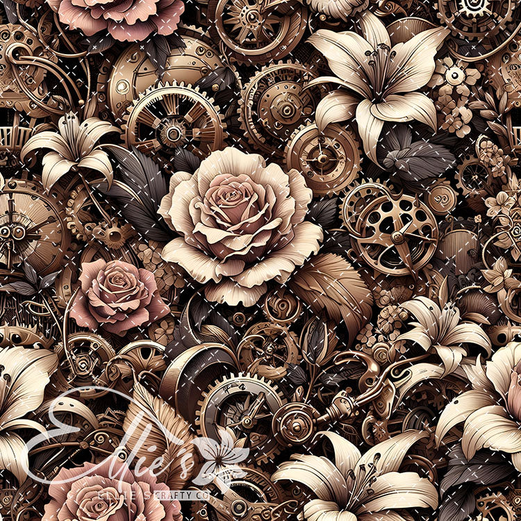 Steampunk Floral V1 22 Digital Images (Not Seamless)