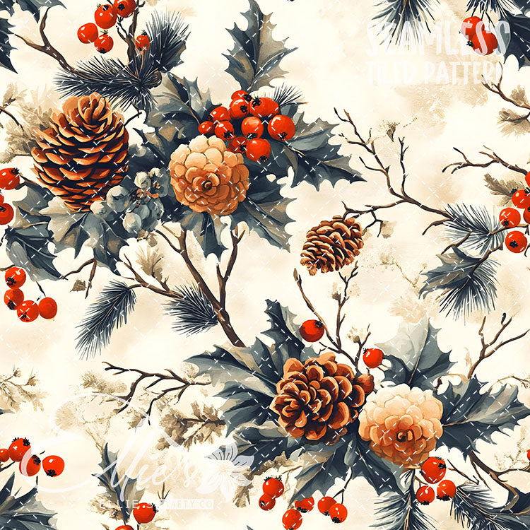 Pinecones - 10 Tiled Pattern Digital Images (Seamless)