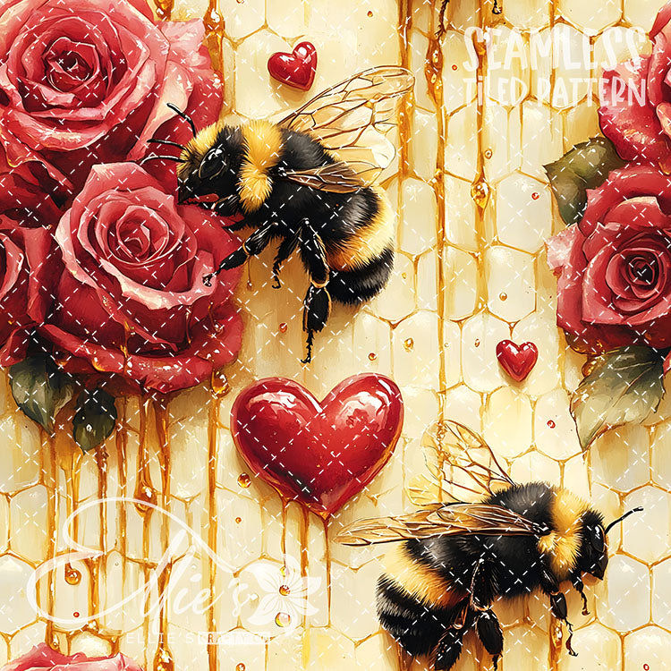 Bee Love Bundle 2 - 30 Tiled Pattern Digital Images (Seamless)