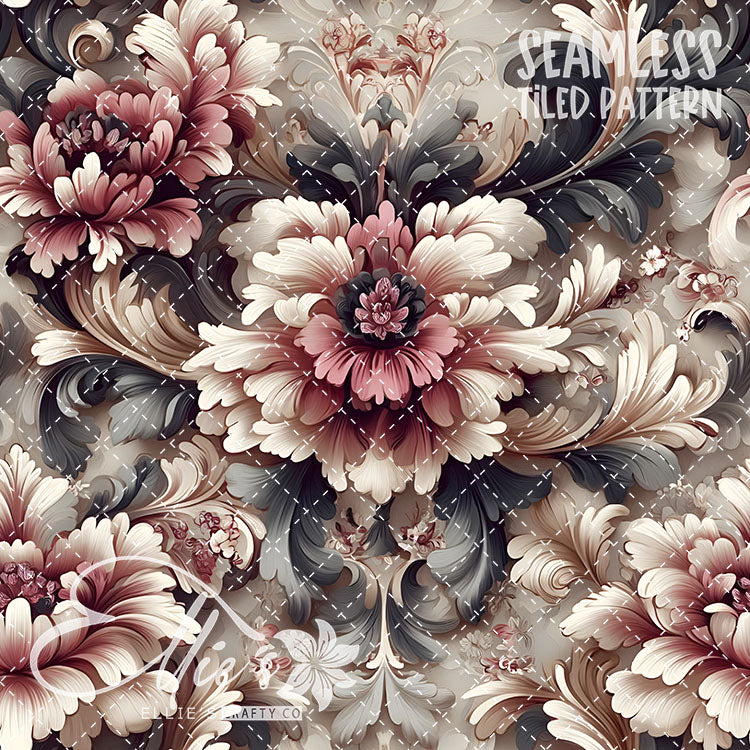 Rococo Blush - 15 Tiled Pattern Digital Images (Seamless)
