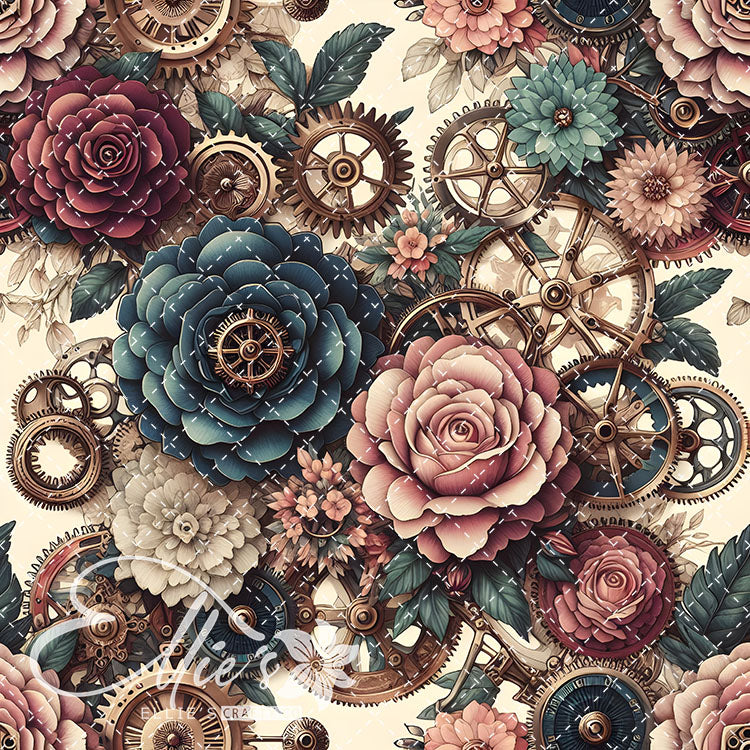 Steampunk Floral Antique V1 20 Digital Images (Not Seamless)