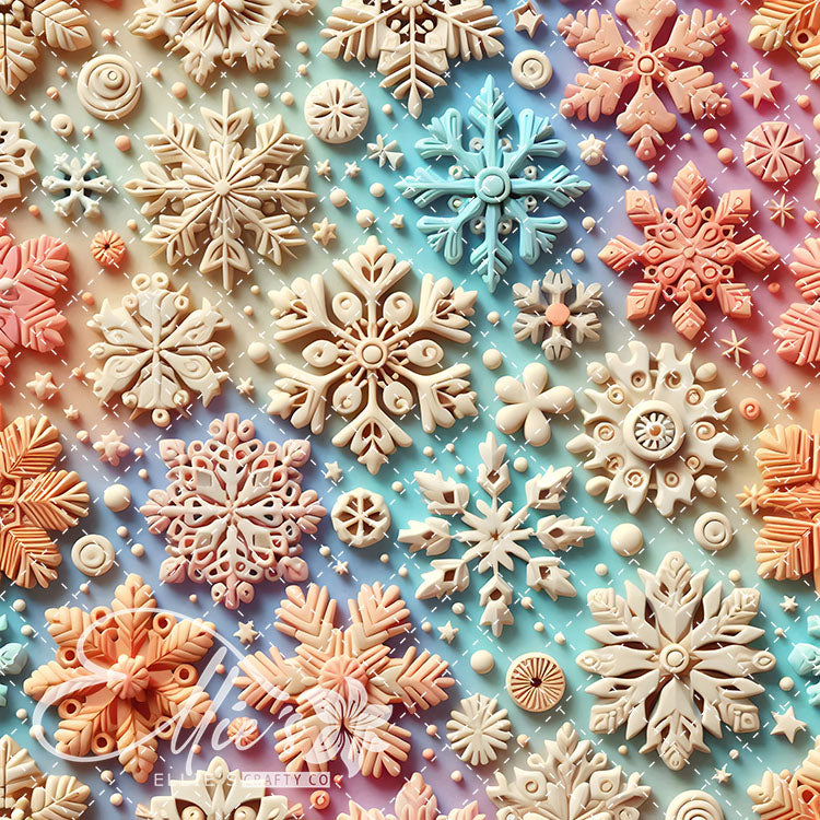 3D Snowflakes 42 Digital Images (Not Seamless)