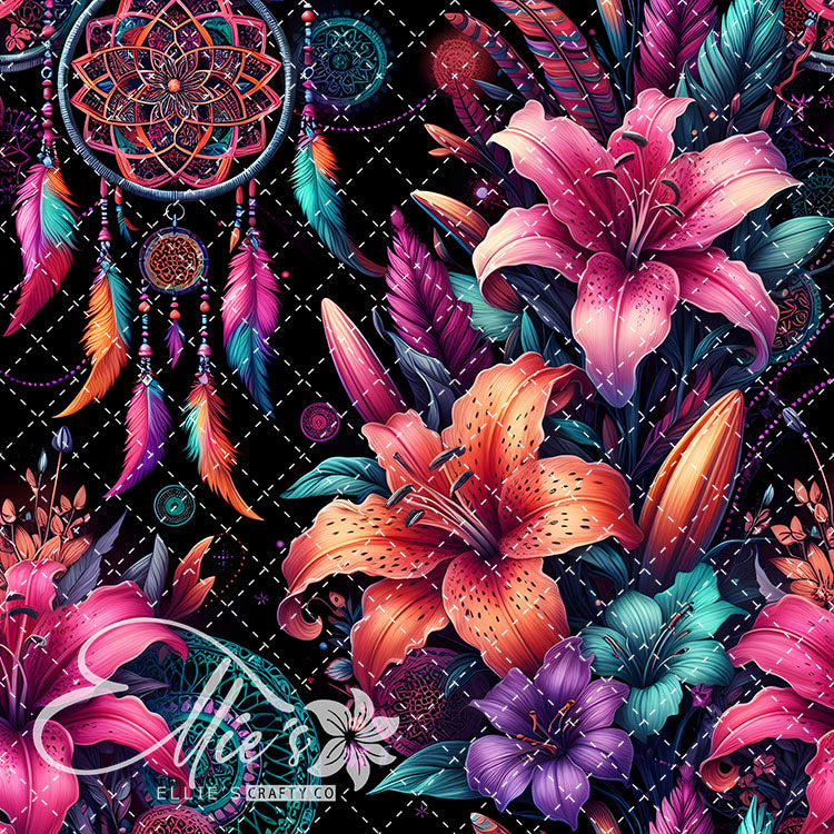 Floral Native American Neon Lilies 20 Digital Images (Not Seamless)