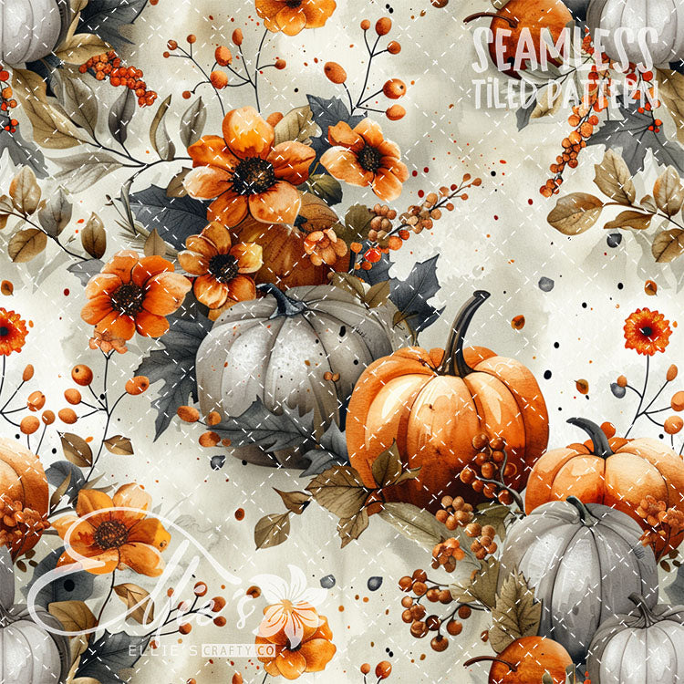 Watercolor Pumpkins Version 1 - 13 Tiled Pattern Digital Images (Seamless)
