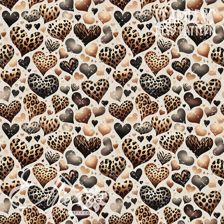 Leopard and Hearts - 25 Tiled Pattern Digital Images (Seamless)