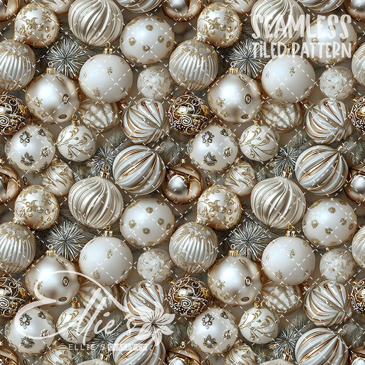 White Ornaments - 5 Tiled Pattern Digital Images (Seamless)