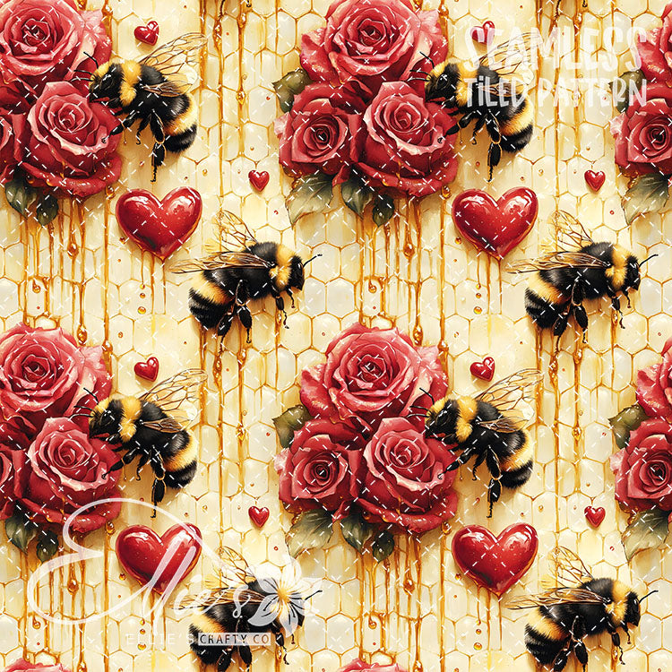 Bee Love Bundle 2 - 30 Tiled Pattern Digital Images (Seamless)