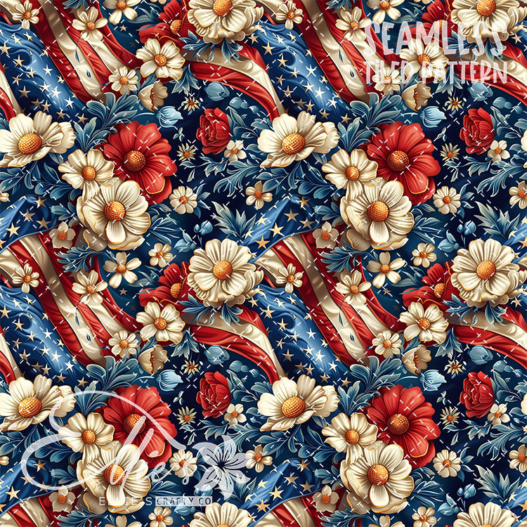 All American - 7 Tiled Pattern Digital Images (Seamless)