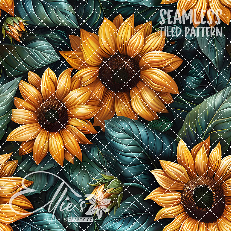 Sunflowers - 4 Tiled Pattern Digital Images (Seamless)