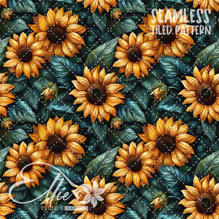 Sunflowers - 4 Tiled Pattern Digital Images (Seamless)