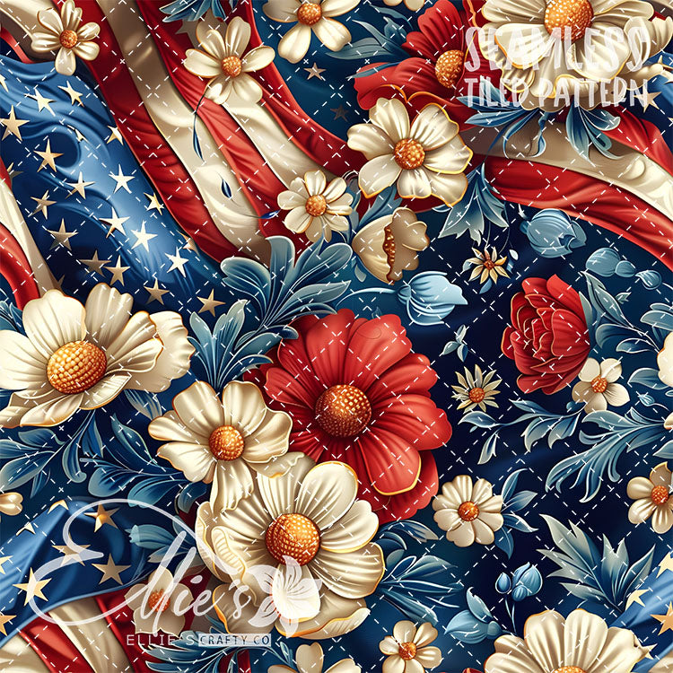 All American - 7 Tiled Pattern Digital Images (Seamless)