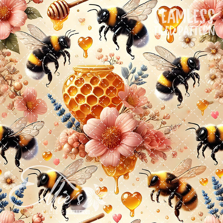 Bee Love Bundle 2 - 30 Tiled Pattern Digital Images (Seamless)