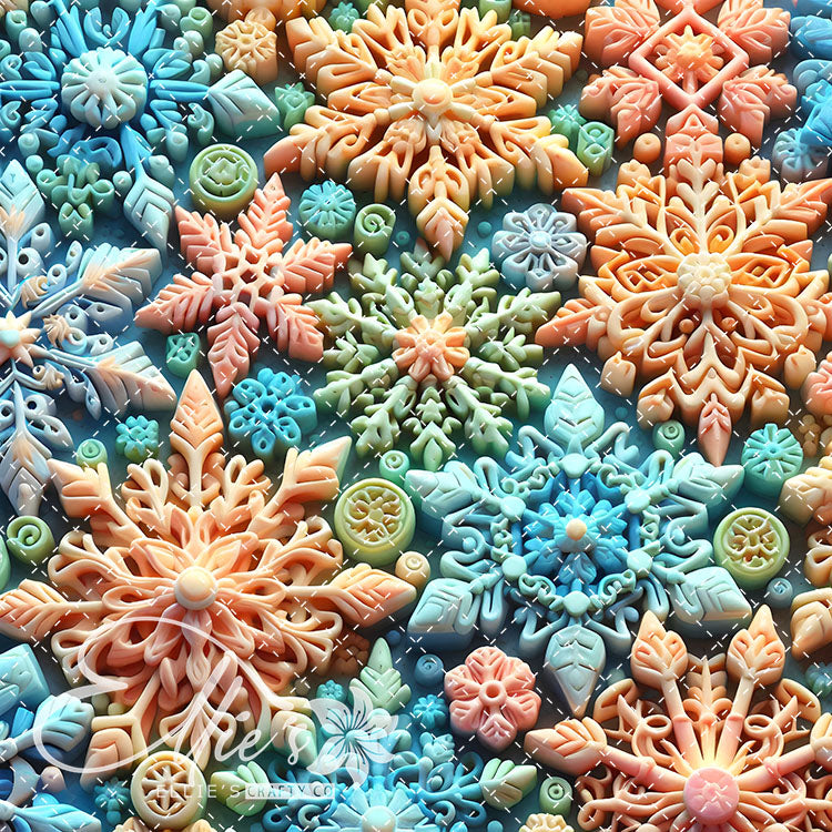 3D Snowflakes 42 Digital Images (Not Seamless)