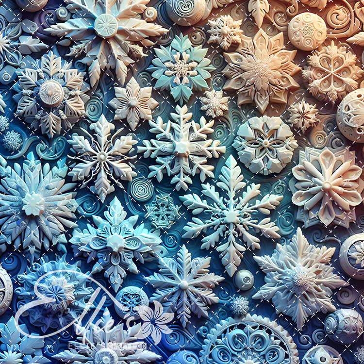 3D Snowflakes 42 Digital Images (Not Seamless)