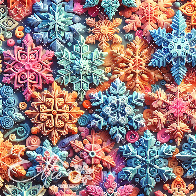 3D Snowflakes 42 Digital Images (Not Seamless)
