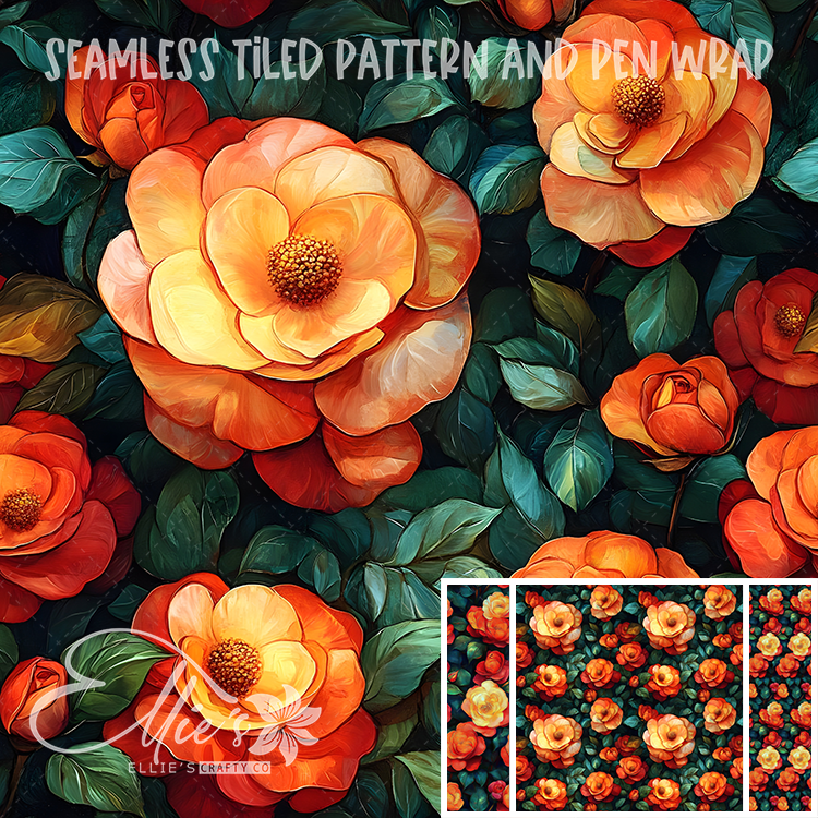 Floral 37 - Seamless Tiled Pattern Digital Images for Vinyl/Tumbler Wraps & Pen Wraps