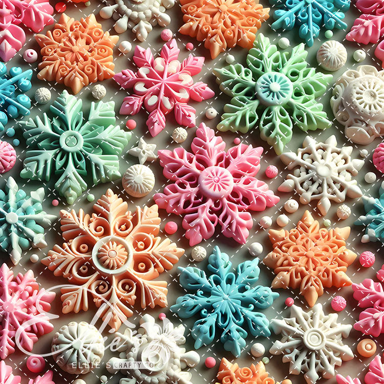 3D Snowflakes 42 Digital Images (Not Seamless)