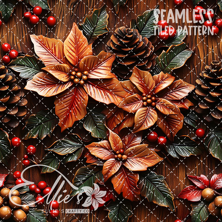 Florals Poinsettia V4 - 10 Tiled Pattern Digital Images (Seamless)