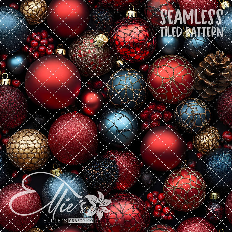 Red Ornaments - 10 Tiled Pattern Digital Images (Seamless)