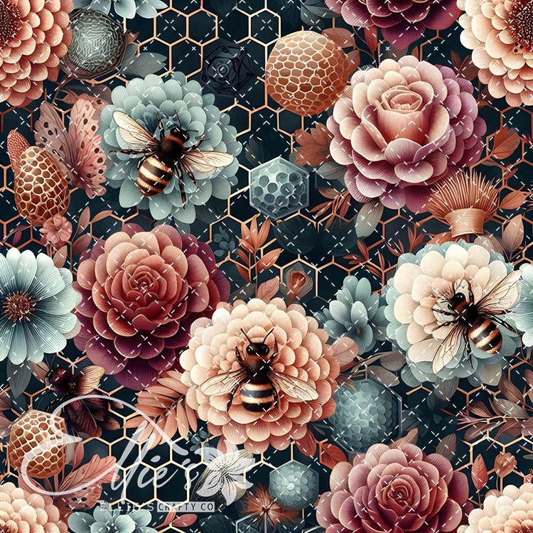 Floral Bees Colorful 22 Digital Images (Not Seamless)