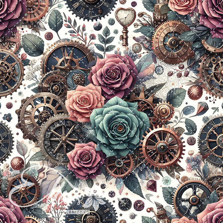 Steampunk Floral V2 20 Digital Images (Not Seamless)