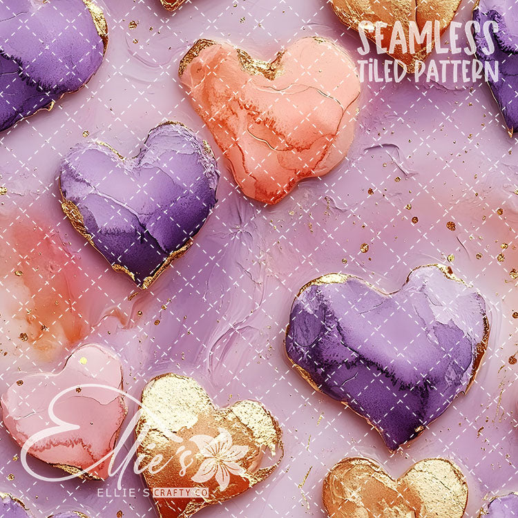 Pastel Hearts Valentines - 21 Tiled Pattern Digital Images (Seamless)