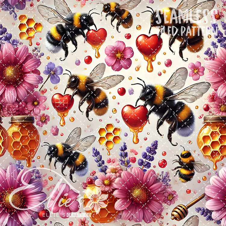 Bee Love Bundle 1 - 26 Tiled Pattern Digital Images (Seamless)