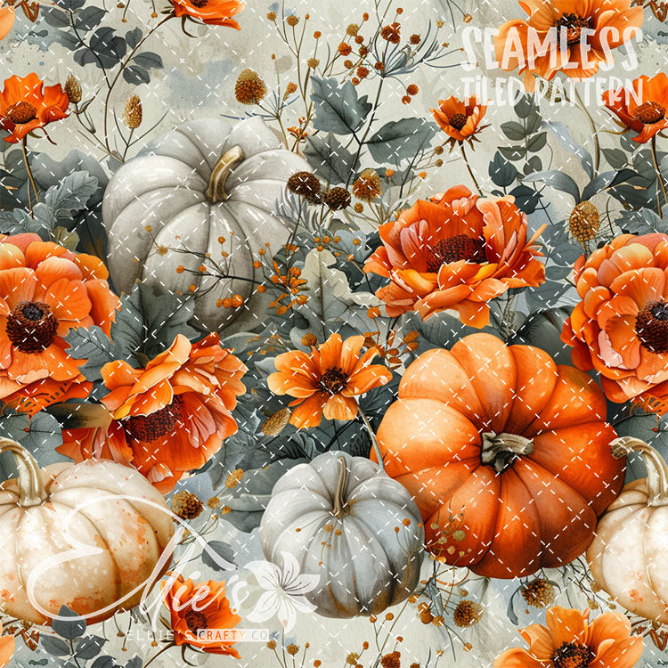 Watercolor Pumpkins Version 1 - 13 Tiled Pattern Digital Images (Seamless)