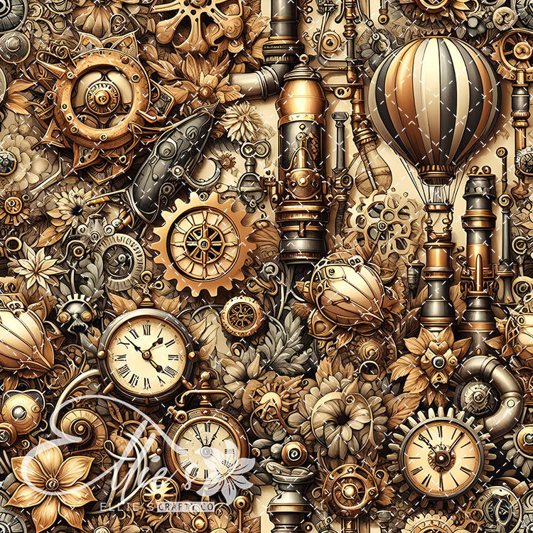 Steampunk Floral Antique V2 15 Digital Images (Not Seamless)