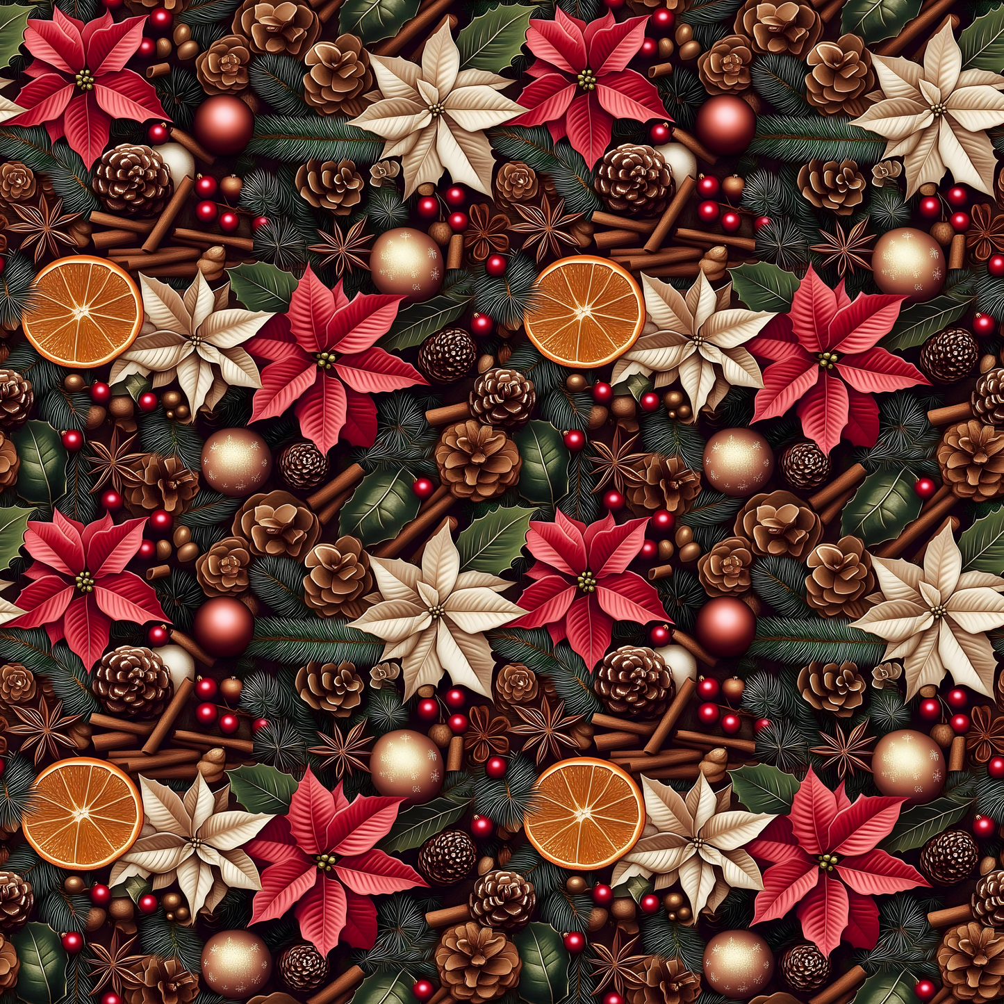 Florals Poinsettia V3 - 7 Tiled Pattern Digital Images (Seamless)