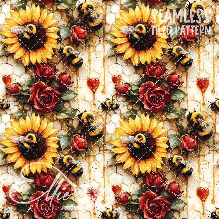 Bee Love Bundle 2 - 30 Tiled Pattern Digital Images (Seamless)