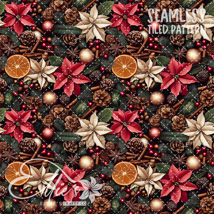 Florals Poinsettia V3 - 7 Tiled Pattern Digital Images (Seamless)