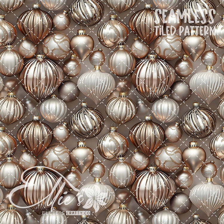 White Ornaments - 5 Tiled Pattern Digital Images (Seamless)