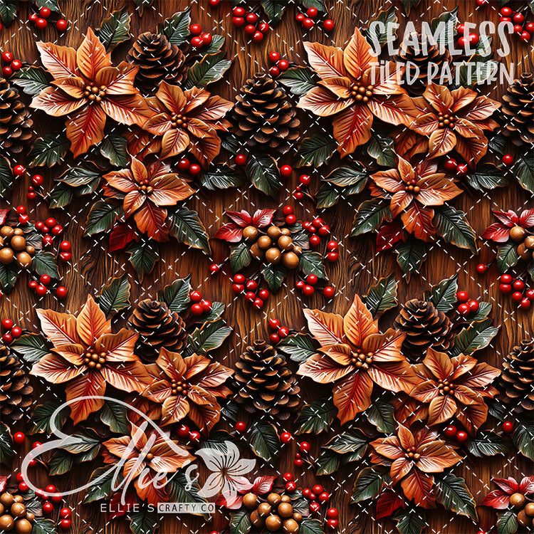 Florals Poinsettia V4 - 10 Tiled Pattern Digital Images (Seamless)