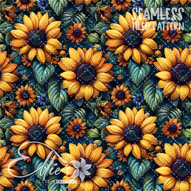 Sunflowers - 4 Tiled Pattern Digital Images (Seamless)