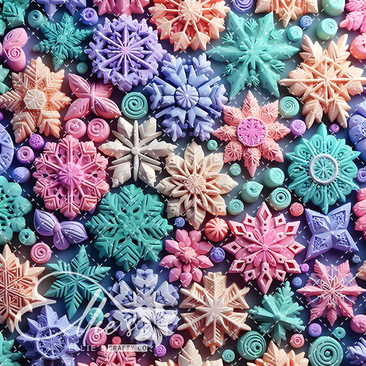 3D Snowflakes 42 Digital Images (Not Seamless)