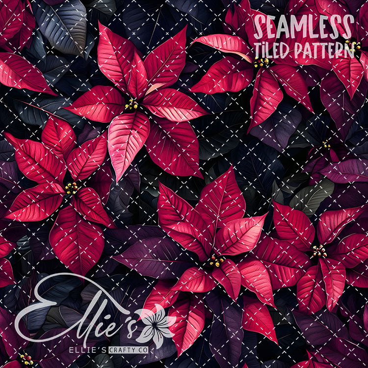 Florals Poinsettia V2 - 5 Tiled Pattern Digital Images (Seamless)