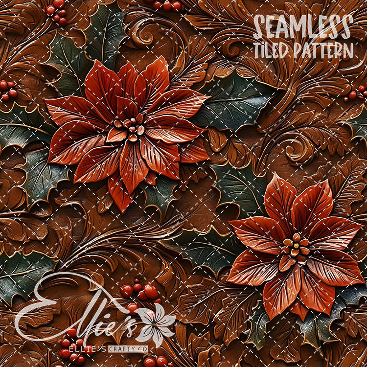 Florals Poinsettia V4 - 10 Tiled Pattern Digital Images (Seamless)