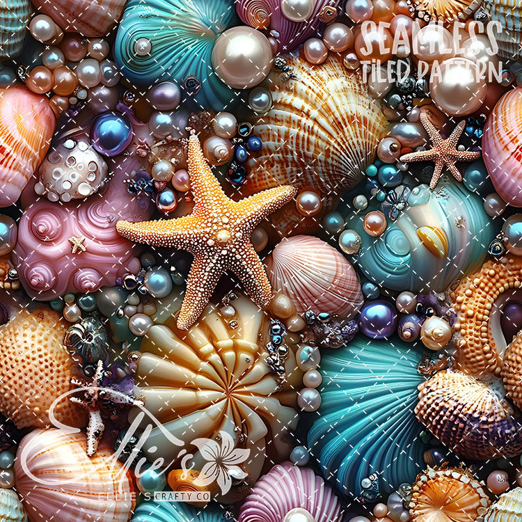 Seashells and Pearls - 14 Tiled Pattern Digital Images (Seamless)