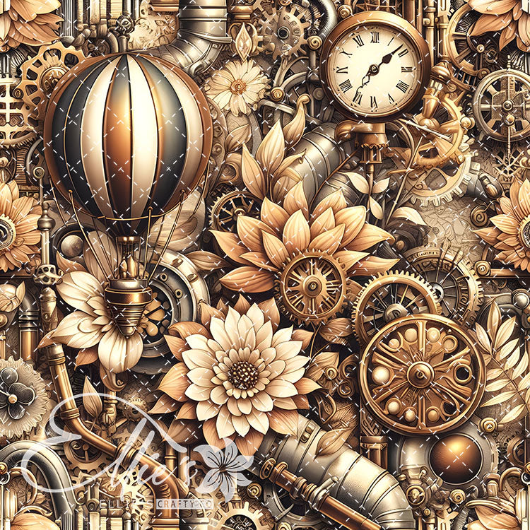 Steampunk Floral Antique V2 15 Digital Images (Not Seamless)