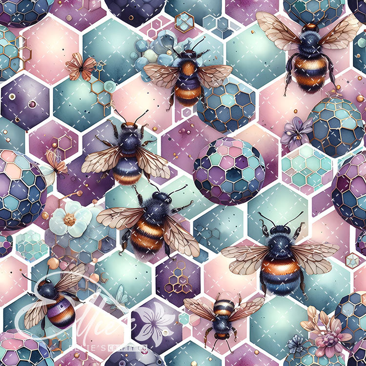 Floral Bees Colorful 22 Digital Images (Not Seamless)