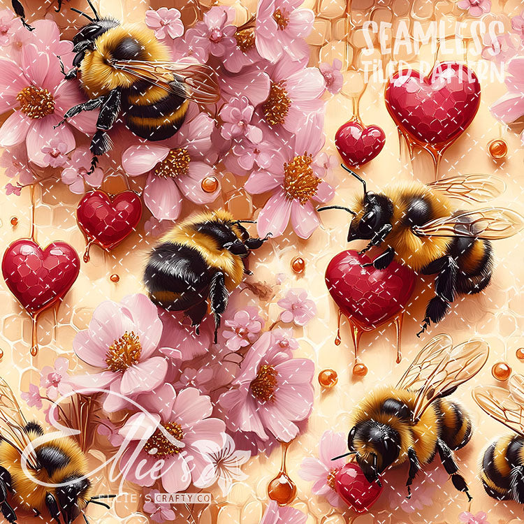Bee Love Bundle 2 - 30 Tiled Pattern Digital Images (Seamless)