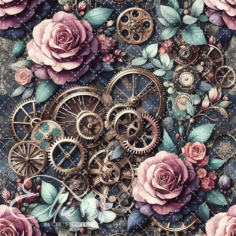 Steampunk Floral V2 20 Digital Images (Not Seamless)