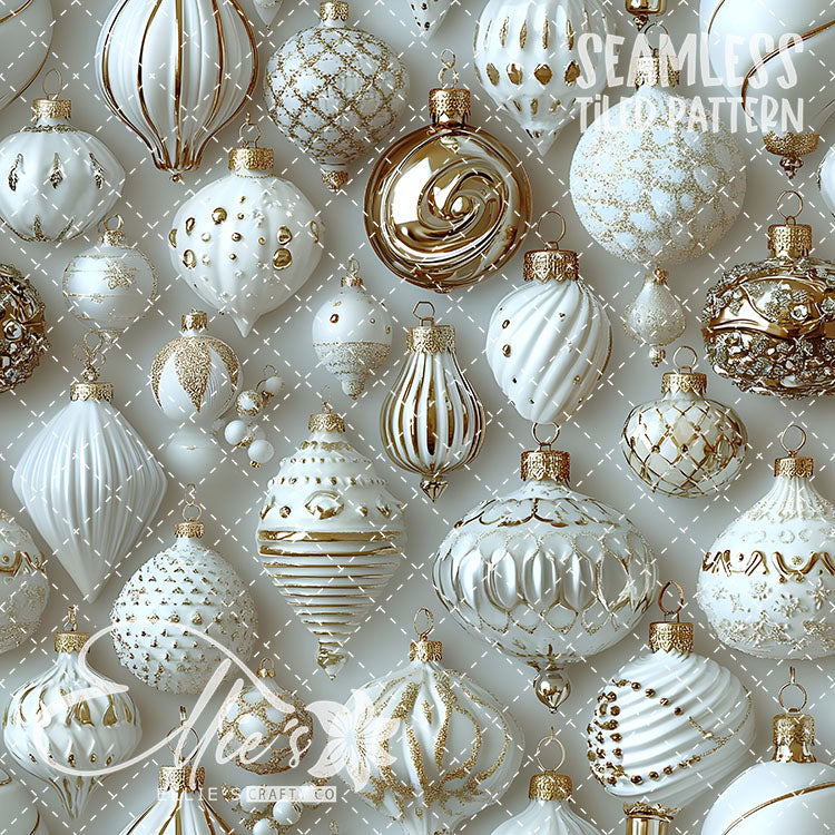 White Ornaments - 5 Tiled Pattern Digital Images (Seamless)