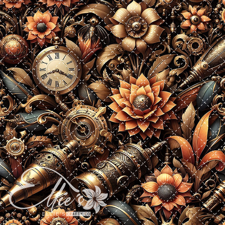 Steampunk Floral V1 22 Digital Images (Not Seamless)