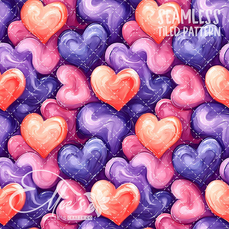 Pastel Hearts Valentines - 21 Tiled Pattern Digital Images (Seamless)