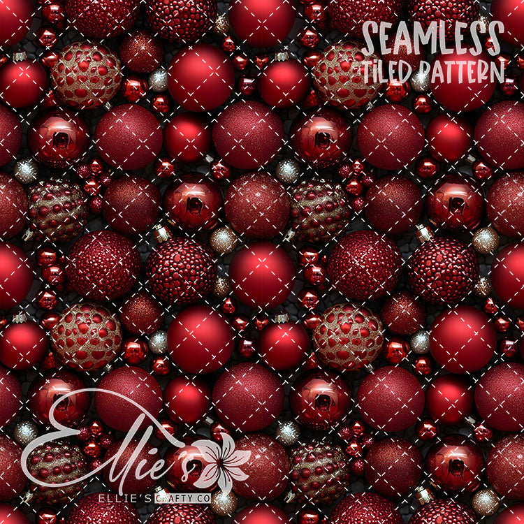 Red Ornaments - 10 Tiled Pattern Digital Images (Seamless)